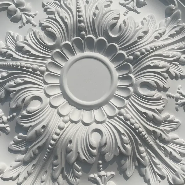 Rosace plafond ronde baroque acanthe volutes relief… – vue 3