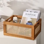 Boîte de rangement en bois massif pour cuisine et bureau, panier en rotin rétro, livre, collations, cosmétiques, évaluation, appareil ménager, accessoires HOAccessrespiration
