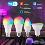 Ampoule Led Wifi intelligente Tuya, lampe RGB, Alexa Google Alice, 220V, 110V, E27, B22, E14, GU10, ampoules de projecteur, commande vocale par application