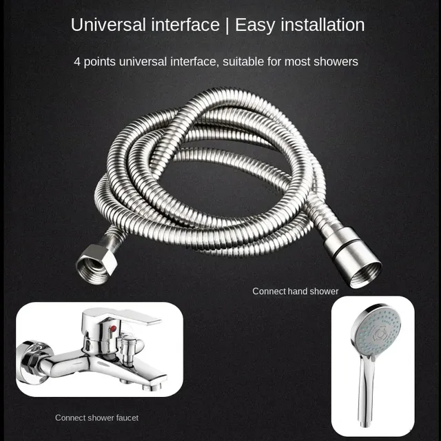 Tuyau de douche Flexible noir/argent – vue 2