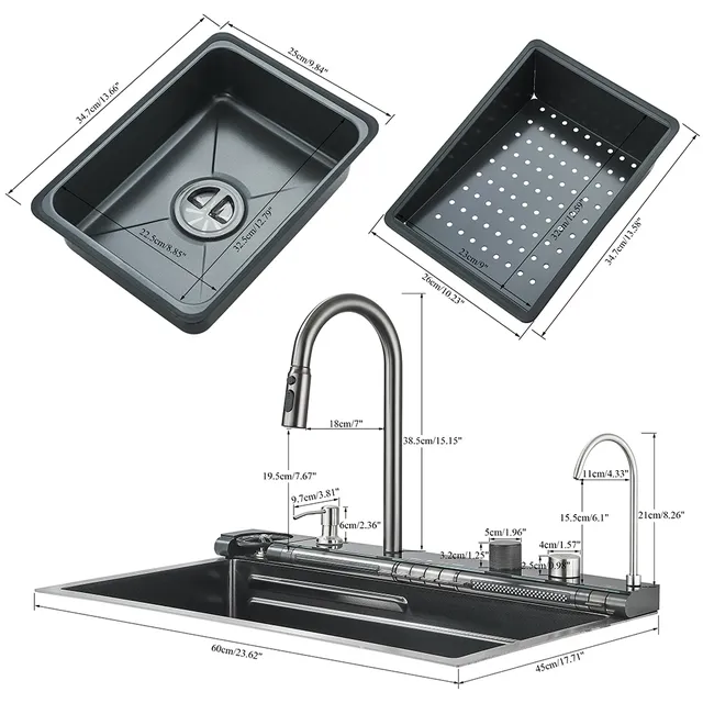 Évier de cuisine cascade gris odor – vue 7