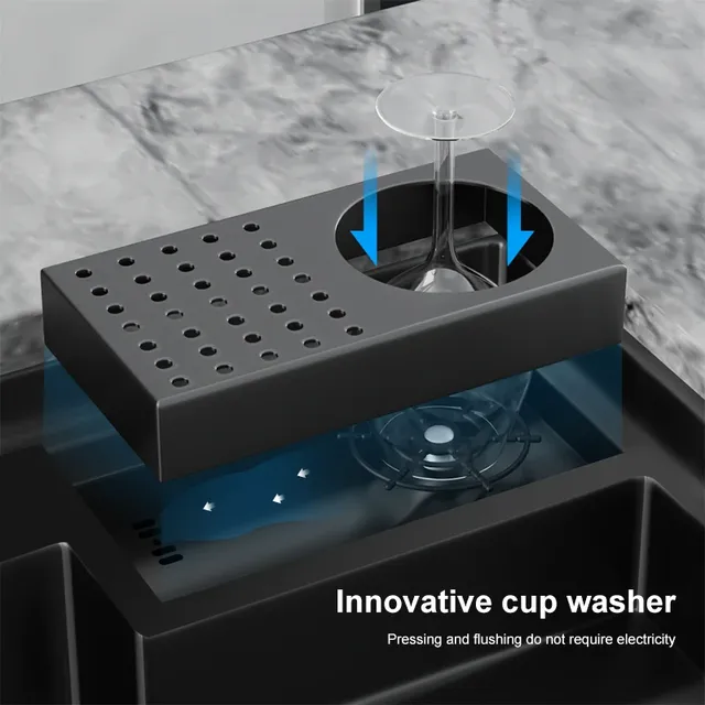 Évier cuisine encastrable composite granit noir mat… – vue 4