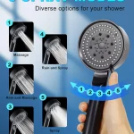 Pommeau de douche haute pression pour HOTap, buse de massage filtrée réglable, économie d&rsquo;eau, arrêt à une touche