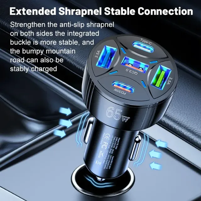 Chargeur de voiture USB 5 ports 65W – vue 6
