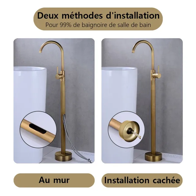 Robinet de baignoire autoportant en laiton mitigeur… – vue 5