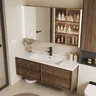 Meuble vasque mural moderne noyer massif…