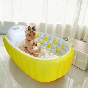 Piscine gonflable pour s&rsquo;asseoir, baignoire Portable antidérapante pour bébés et tout-petits de 0 à 6 mois, jaune