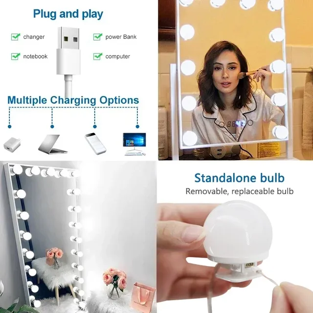 Ampoules LED détachables pour miroir de maquillage… – vue 6
