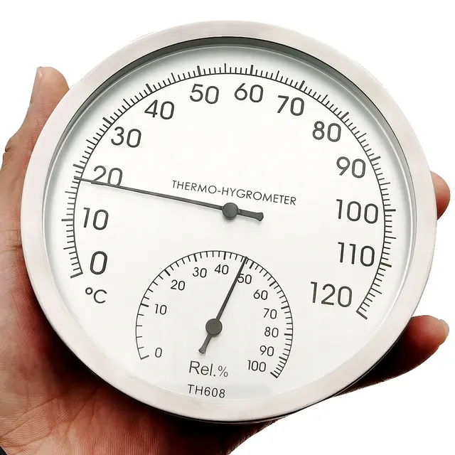 Thermomètre hygromètre analogique mural inoxydable 127mm… – vue 4