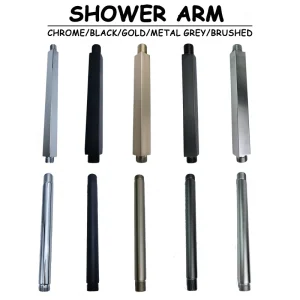 Bras de Douche Carré et Rond en Acier Inoxydable, Bras de Plafond, Accessoires Or Brossé, Métal Gris Chromé, 20cm/30cm