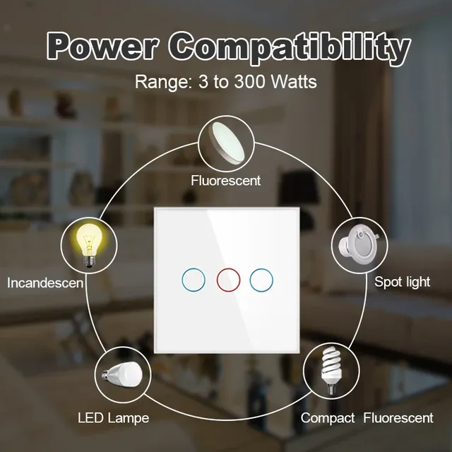 AXUS EU interrupteur tactile AC100-240V panneau de… – vue 6