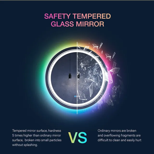 Miroir de salle de bain personnalisé LED intelligent de… – vue 5