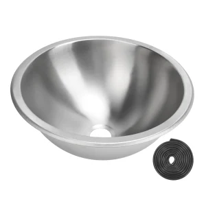 Évier rond de camping-car en acier inoxydable 304, évier de bain de cuisine, ark avec sortie d&rsquo;égout de 40mm, bateau, caravane, montres, camping-car, 12 po