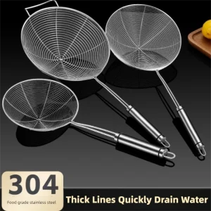 Écumoire ovale en acier inoxydable, filtre à huile en maille, filtre alimentaire, ustensiles de cuisine, passoire, filtre frit, passoire de cuisine, outil de cuisson