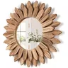 Miroir mural décoratif soleil bois sculpté rond… – vue 2