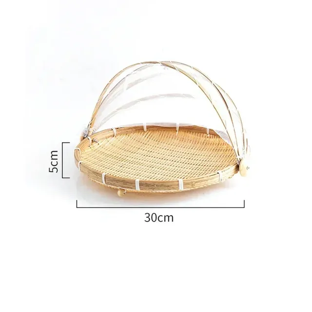 Panier bambou tressé pliable couvercle moustiquaire… – vue 4