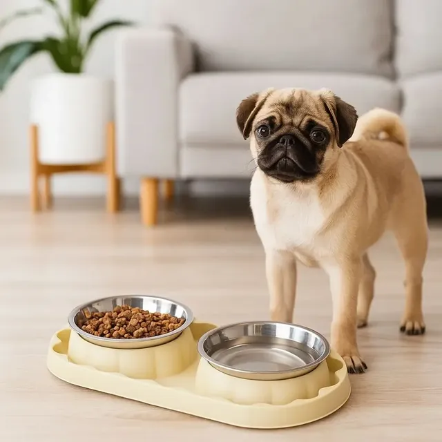 Double bol Simple en acier inoxydable pour animaux de…