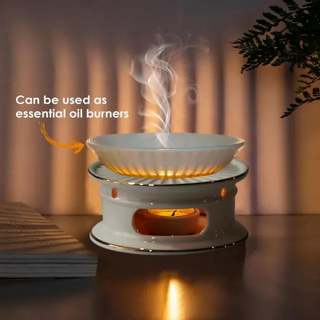 Chauffe théière porcelaine blanche bordure dorée… – vue 2
