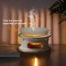 Chauffe théière porcelaine blanche bordure dorée… – vue 2