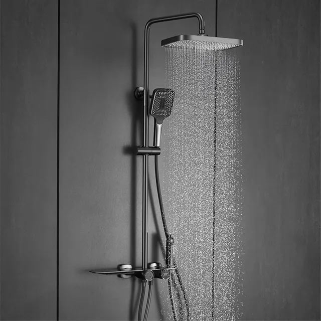 Système de douche de salle de bain en laiton gris odorde… – vue 4