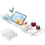 Étagère de bain extensible sur baignoire en acrylique transparent, plusieurs tailles pour contenir différents articles, support de rangement Simple pour plateau de Table de baignoire