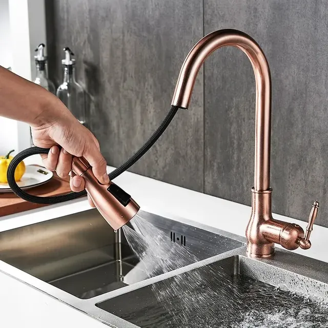 Mitigeur cuisine bronze antique laiton brossé bec haut… – vue 3