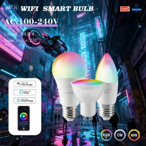 Ampoule intelligente Tuya Rgb Gu10 C37 A60 T37 E14 E27, lampe magique Led Wifi à intensité variable, AC 110V 85V-265V, fonctionne avec Alexa Google Home