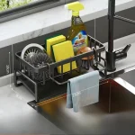 Serviette de vidange d&rsquo;évier de cuisine en acier au carbone, rangement T1, accessoires de cuisine T1, stockage d&rsquo;éponge