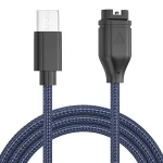 câble charge magnétique USB C nylon tressé bleu marine embout aimanté compatible Garmin montres Fenix Forerunner Vivoactive Venu portable rapide