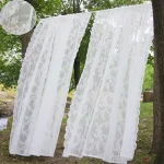 Patio extérieur Voile rideaux transparents panneau jardin Net blanc Transparent dentelle florale rideau rideaux pique-nique décor tige poche rideau