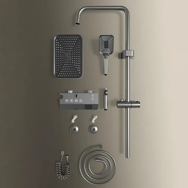 Ensemble douche thermostatique mural mitigeur noir… – vue 2