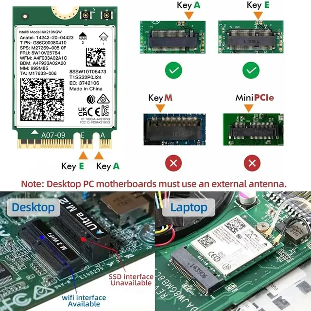 Adaptateur sans fil WiFi 6E AX210NGW NGFF – vue 6