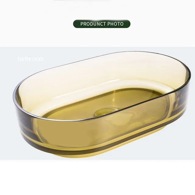 Vasque comptoir ovale verre translucide ambre perçage… – vue 5