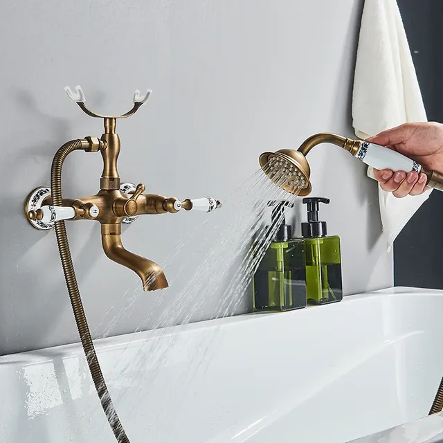 Robinet de douche en laiton antique pour baignoire – vue 5