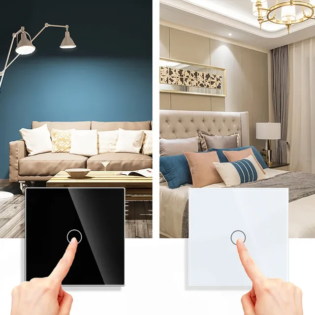 UE interrupteur tactile LED panneau de verre cristal… – vue 6