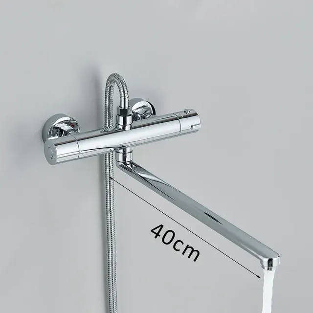 Mitigeur thermostatique mural chromé baignoire bec long… – vue 3