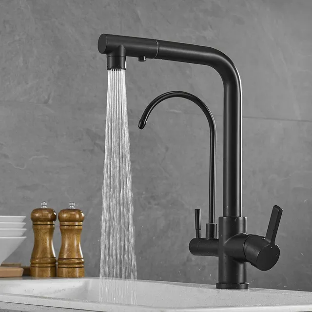 Robinet de cuisine filtré au toucher gris avec nervures… – vue 3