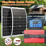 Kit de panneaux solaires portables 4000W, onduleur 110V/220V avec contrôleur 100A, adapté au camping, à la randonnée, au système solaire hors réseau RV