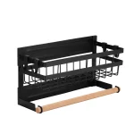 Étagère latérale magnétique T1 pour réfrigérateur avec crochet, porte-serviettes en papier, pots à épices antirouille, multi-usage