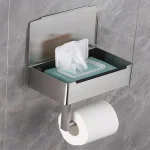 Porte-papier hygiénique avec étagère, distributeur de lingettes jetables, adapté au rangement des lingettes de salle de bain, gardez vos lingettes cachées hors vue