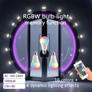 Ampoule LED RGB à Base E27, télécommande à 24 touches, variable 10W AC220V 110V, changement coloré pour chambre à coucher, salon, lampe de bureau