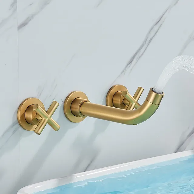 Robinet de lavabo noir à Double poignée 3 trous – vue 7