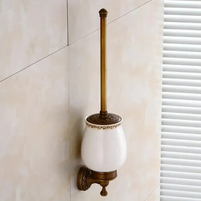Porte brosse mural laiton massif bronze antique support… – vue 3