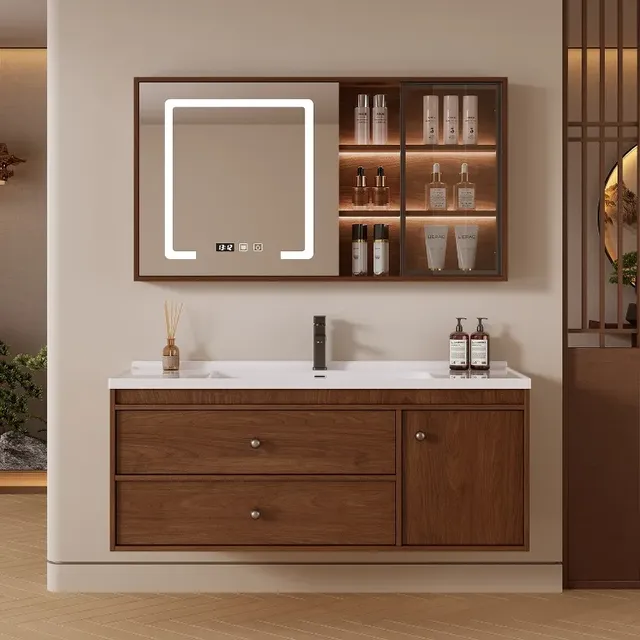 Évier européen salle De Bain armoire Led lavage miroir… – vue 4