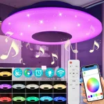 Lampe LED intelligente RGB, contrôle par application, compatible Bluetooth, variable avec haut-parleur, télécommande 2800K-6500K, décoration de la maison