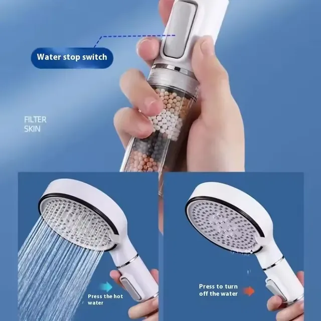 Pommeau de douche de salle de bain avec bouton d'arrêt – vue 5