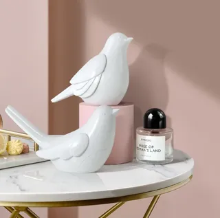 Figurines oiseaux céramique blanche brillante design minimaliste…