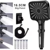 Pommeau de douche haute pression, grand panneau de 16CM, 4 Modes, avec filtre, économie d&rsquo;eau, arrêt à une touche, tuyau de robinet d&rsquo;évier, accessoires de salle de bains