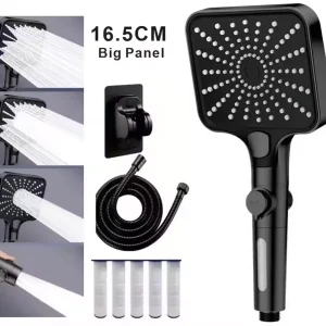Pommeau de douche haute pression, grand panneau de 16CM, 4 Modes, avec filtre, économie d’eau, arrêt à une touche, tuyau de robinet d’évier, accessoires de salle de bains Pommeau de douche haute pression, grand panneau de 16CM, 4 Modes, avec filtre, économie d’eau, arrêt à une touche, tuyau de robinet d’évier, accessoires de salle de bains