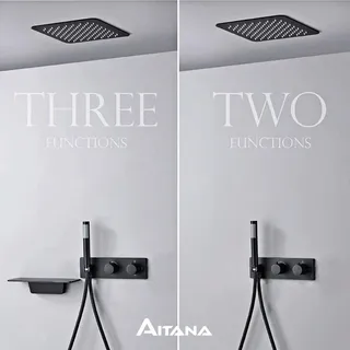 Système de douche de salle de bains en laiton noir simple